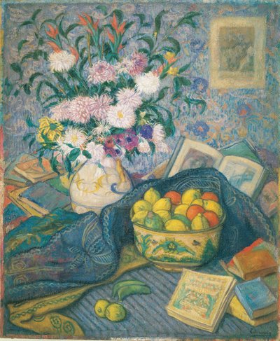 Vase mit Bananen, Zitronen und Büchern von Juan de Echevarría