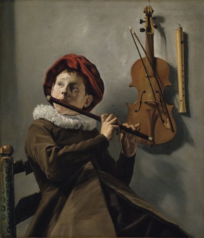 Junge spielt die Flöte von Judith Leyster