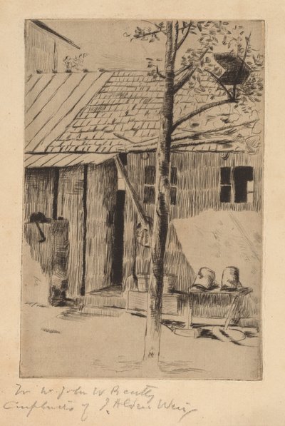 Hinterhof, Eimer und Baum von Julian Alden Weir