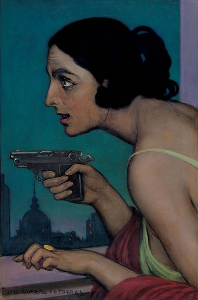 Frau mit Gewehr von Julio Romero de Torres