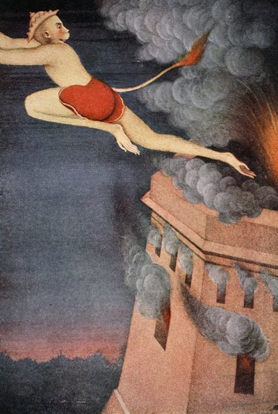 Verbrennung von Lanka, 1913 von K Venkatappa