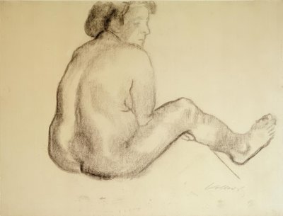 Käthe Kollwitz, Sitzender weiblicher Rückenakt nach rechts von Käthe Kollwitz