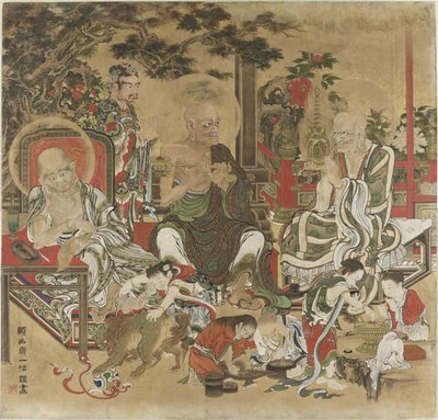 Die sechzehn Arhats Juroku Rakan von Kano Kazunobu
