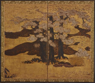 Blühende Kirschbäume, Edo-Periode, ca. 1580-1635 von Kano Sanraku