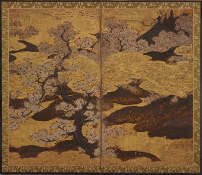 Blühende Kirschbäume, Edo-Zeit, ca. 1580-1635 von Kano Sanraku