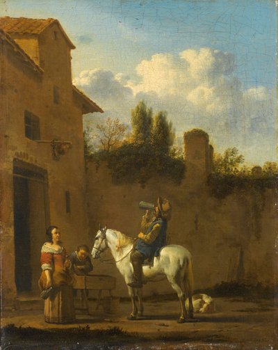 Berittener Trompeter beim Trinken, 1650-60 von Karel Dujardin