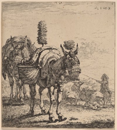 Zwei Maultiere von Karel Dujardin