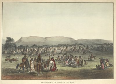 Lager der Piekann-Indianer, veröffentlicht 1842 von Karl Bodmer