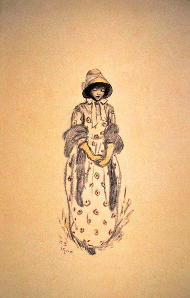 Mädchen mit Kapuzenhut und Schal von Kate Greenaway