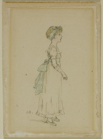 Junges Mädchen mit blauen Bändern von Kate Greenaway