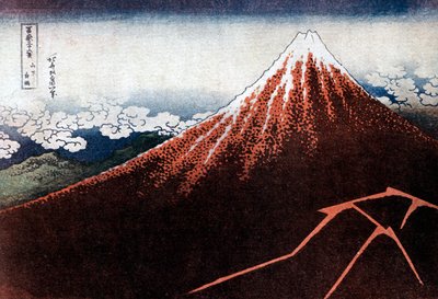 Fuji über dem Blitz, ca. 1823 von Katsushika Hokusai
