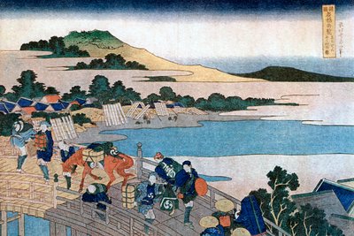Fukui-Brücke, Provinz Echizen, c1785-1849 von Katsushika Hokusai