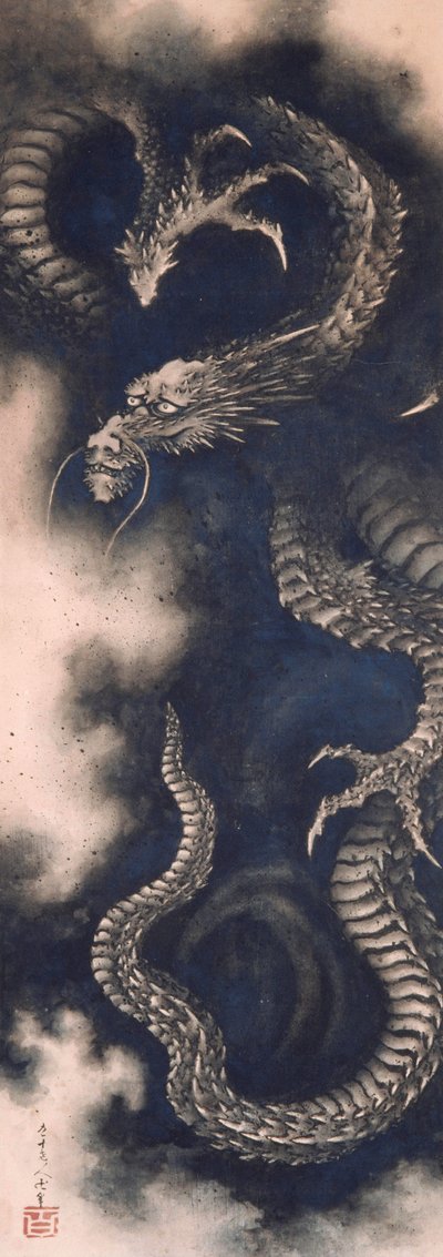 Der Drache unter den Wolken, 1849 von Katsushika Hokusai
