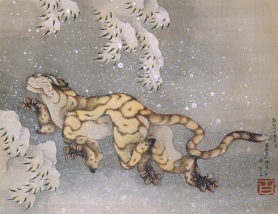 Tiger im Schneesturm von Katsushika Hokusai