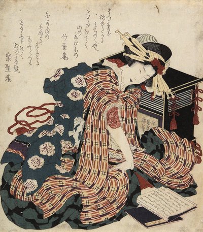 Frau, die ein Buch liest, 1822 von Katsushika Hokusai