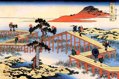 Yatsuhashi in der Provinz Mikawa, ca. 1835 von Katsushika Hokusai