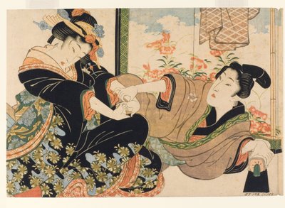 Liebende vor einem bemalten Schirm, 1815-25 von Keisai Eisen