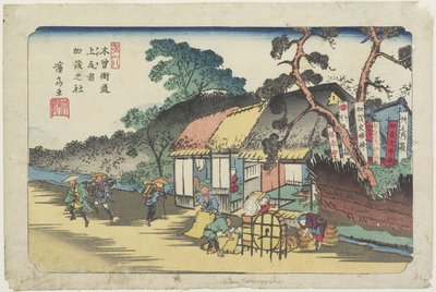 Nr.6: Kamo-Schrein in der Nähe der Ageo-Station, 1830-1844 von Keisai Eisen