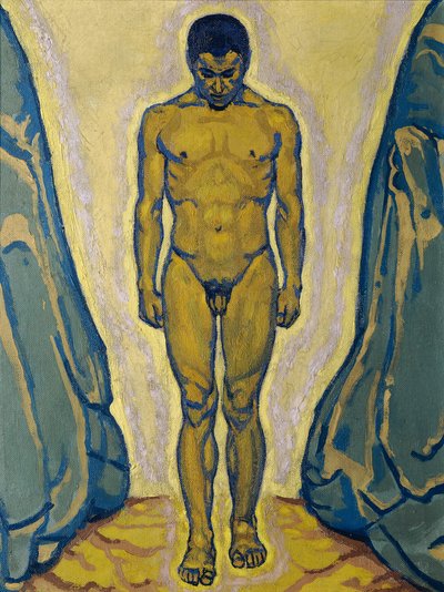 Stehender männlicher Akt zwischen Felsen, ca. 1915 von Koloman Moser