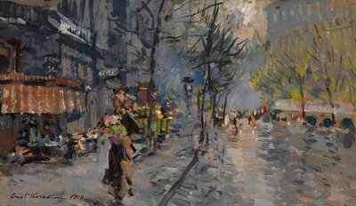 Eine Straße in Paris, 1918 von Konstantin Alekseevich Korovin