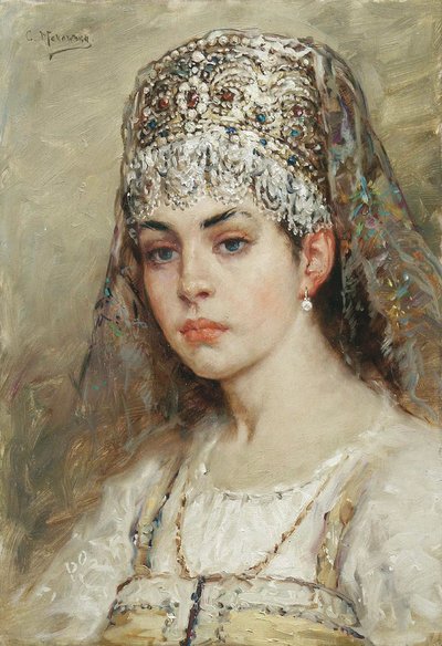 Frau eines Bojaren, 1880er Jahre von Konstantin Egorovich Makovsky