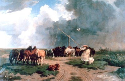 Pferde im Sturm, 1862 von Károly Lotz