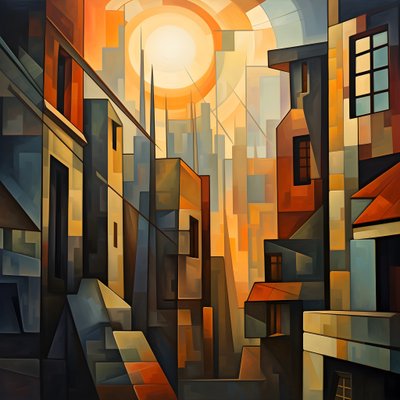 Kubistischer Stil der urbanen Landschaftsmalerei 3 von Kurt Heppke