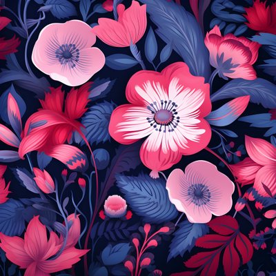 ein Blumenstrauß in rosa und blau von Kurt Heppke
