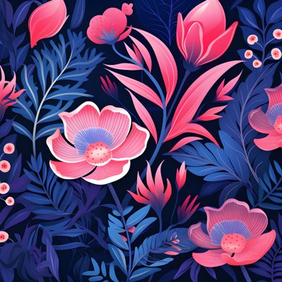 ein Blumenstrauß in rosa und blau von Kurt Heppke