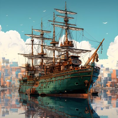 Ein großes Schiff im Wasser von Kurt Heppke