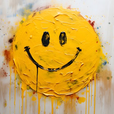Gelbes Smiley-Gesicht in Impasto gemalt von Kurt Heppke