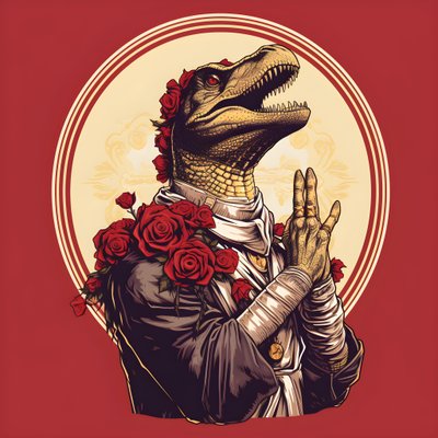 Killer Queen betender T-Rex 1 von Kurt Heppke