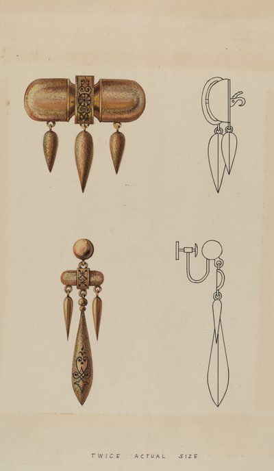 Brosche und Ohrringe, ca. 1936 von Kurt Melzer