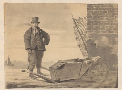Rauchender Fischer mit Schubkarre von L.F.H. Andrau
