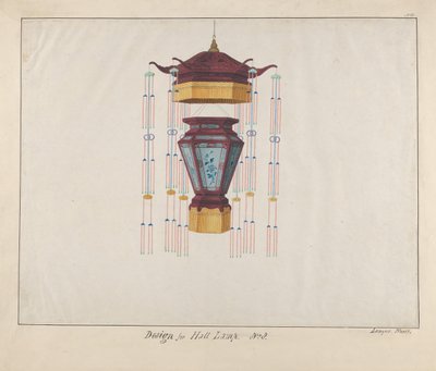 Entwurf für eine Hallenlampe, ca. 1800-1810 von Lamqua