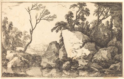 Ein felsiger Teich von Laurent de la Hyre