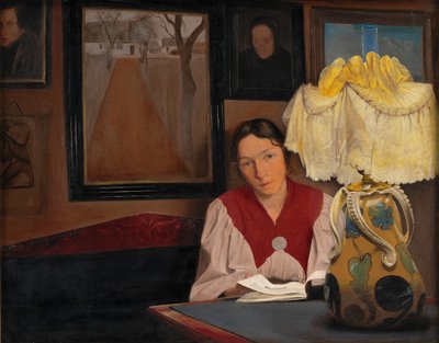 Die Frau des Künstlers bei Lampenlicht von Laurits Andersen Ring