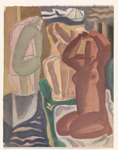 Zwei badende Frauen und eine Rückenfigur von Leo Gestel