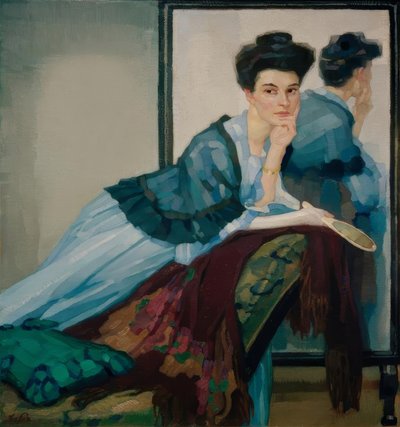 Dame in Blau von Leo Putz