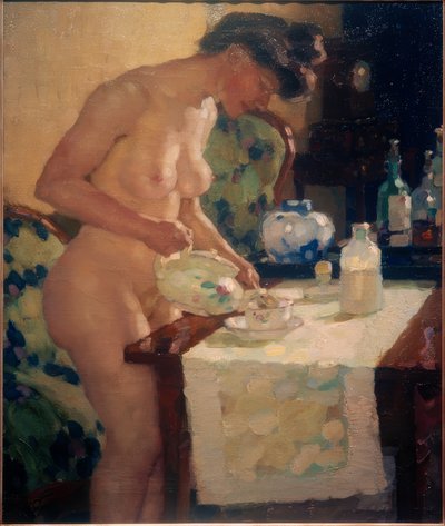 Modell am Teetisch von Leo Putz