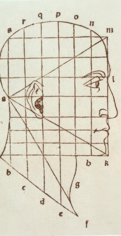 Proportionsstudie des menschlichen Kopfes von Leonardo da Vinci