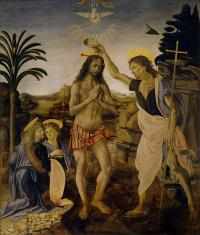 Die Taufe Christi, ca. 1470-1475 von Leonardo da Vinci