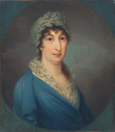 Dame im blauen Kleid von Leopold Blonder