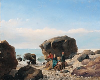 Strandszene mit Figuren von Leopold Leprince