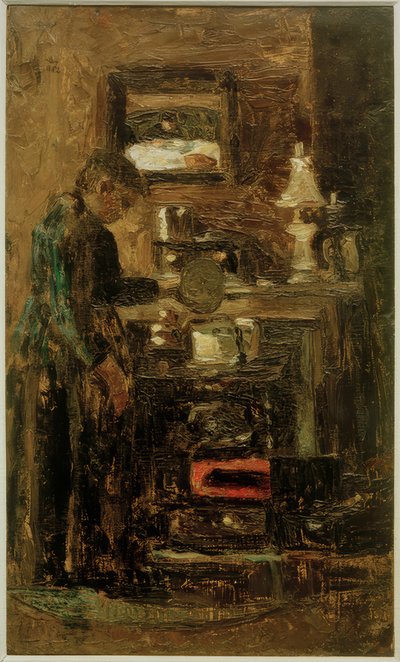 Frau am Küchenherd von Lesser Ury