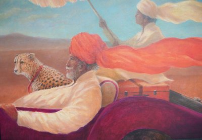 Maharadscha, Junge mit Regenschirm und Gepard von Lincoln Seligman