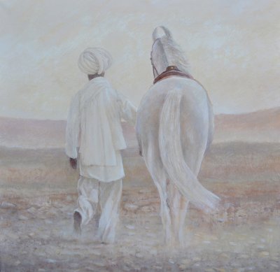 Rabari und weißes Pferd von Lincoln Seligman