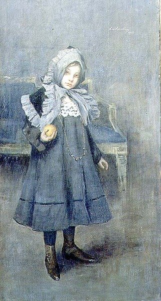 Mädchen mit grauem Hut von Lino Selvatico