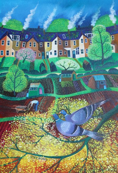 Tauben im Wimbledon Park, 2017 von Lisa Graa Jensen