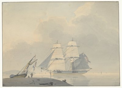 Segelschiff in ruhigem Wasser von Lodewijk Gilles Haccou